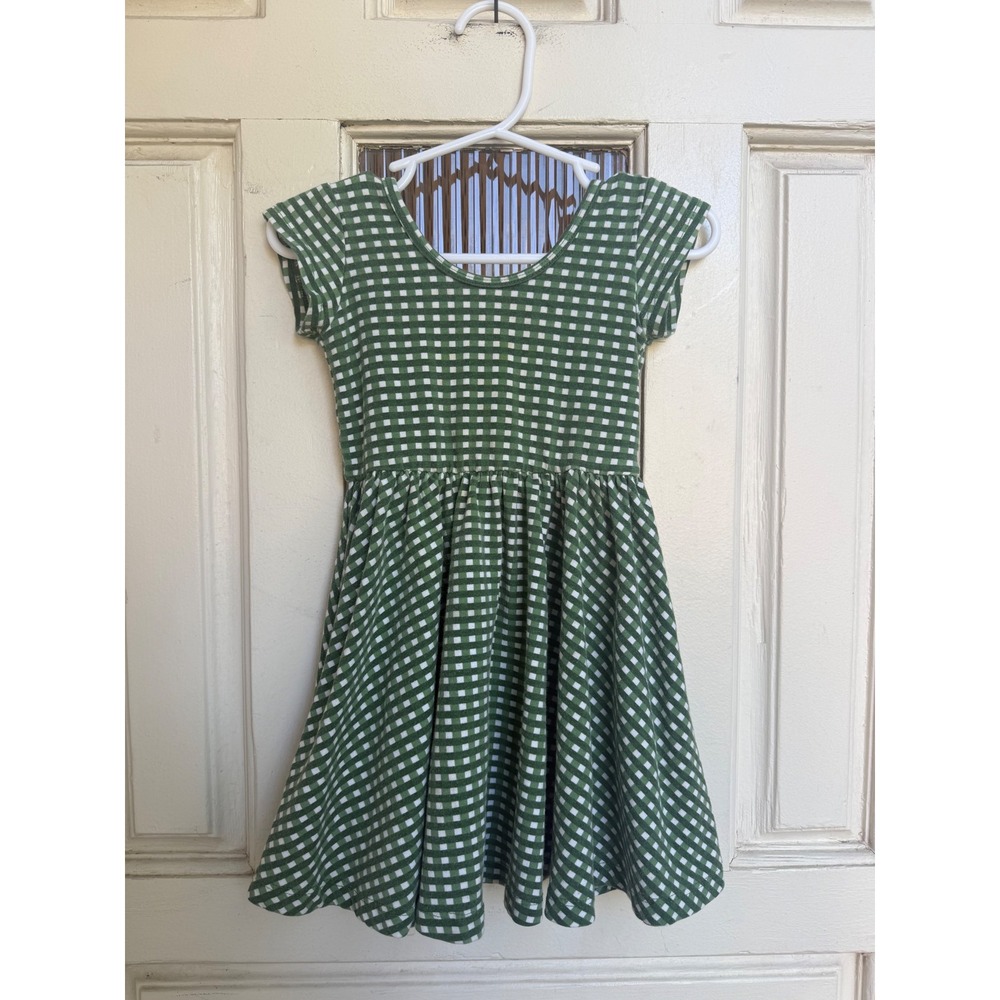 Alice + Ames Green Gingham Short Sleeve Ballet Dress Cotton USA Made Size 2T